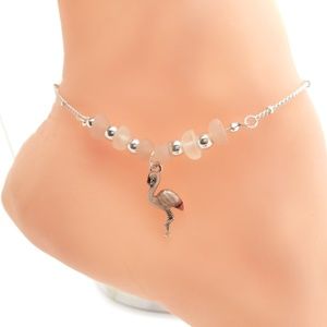 Sea Glass Flamingo Anklet Unique Ankle Bracelet